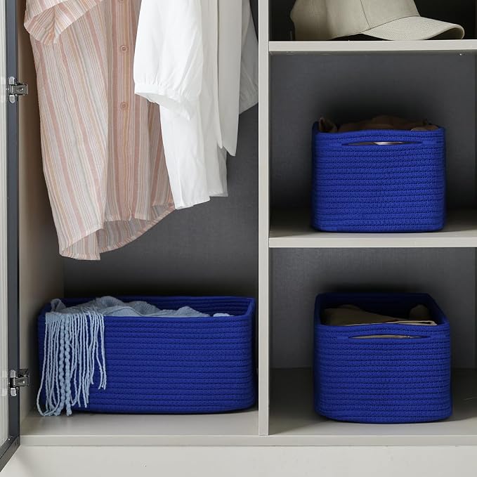 3-Pack Small Storage Baskets for Organizing | Woven Shelf Toy Basket | Rope - Image 3