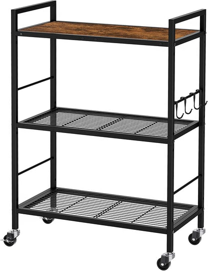 3-Tier Metal Storage Rack with Industrial Wheels, Mesh Shelving Unit with by Unknown