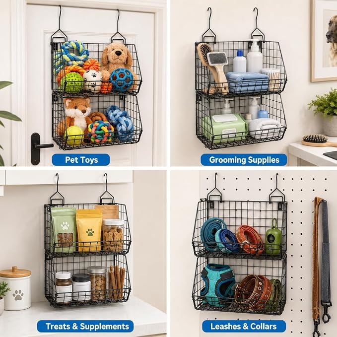2-Tier Dog Storage Organizer, Metal Hanging Closet Organizer - Image 5