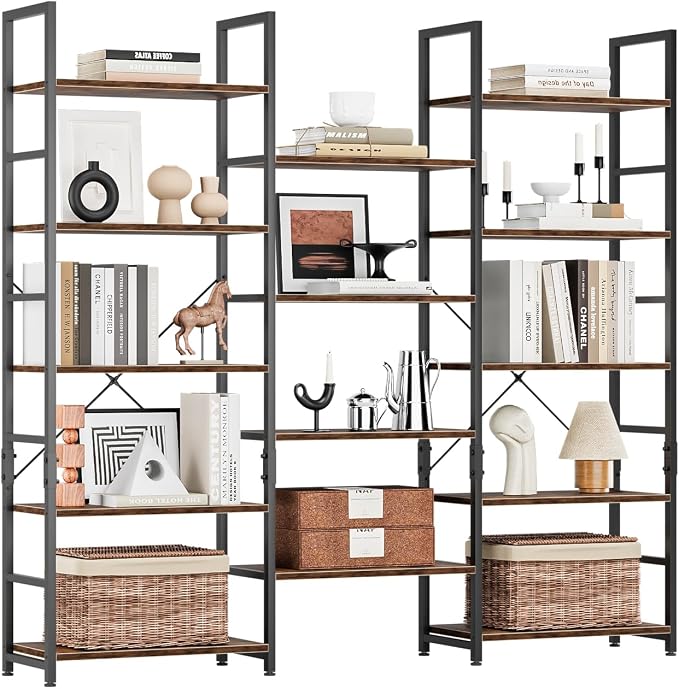 NUMENN Triple 5 Tier Bookshelf, Wide Book Shelf - Image 3