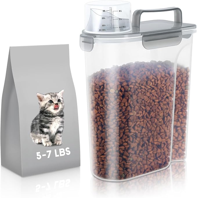 5-7Lbs Cat Dog Storage Container, Portable Pet Food Containers by LEAWALK