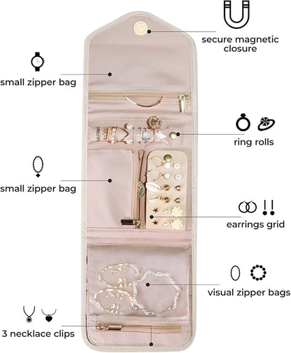 BAGSMART Travel Jewelry Organizer Case Foldable Jewelry Roll - Image 3