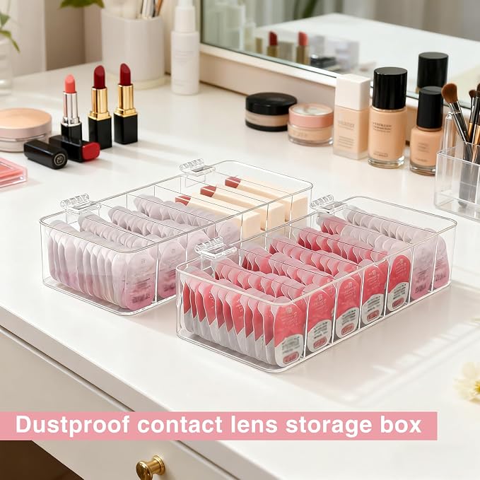 2 Pack Clear Acrylic Makeup Organizers, 7-Section Bathroom Organizer - Image 7