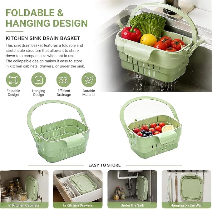Foldable Hanging Kitchen Sink Drain Basket, 2026 New Hanging Sink Strainer - Image 3
