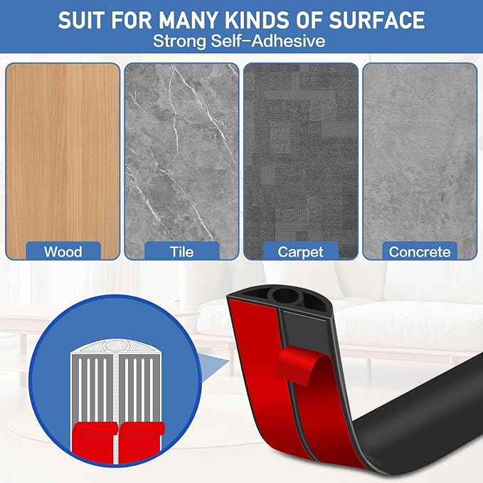 Floor Cord Cover Self Adhesive Cord Hider Floor Extension Cord Covers - Image 4