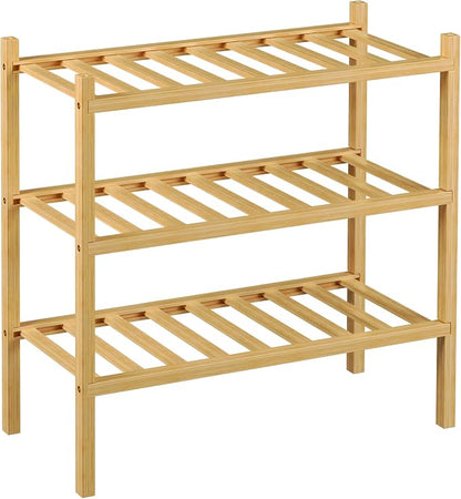 3-Tier Bamboo Small Shoe Rack, Free Standing Wood Shoe Shelf Storage Organizer - Image 7