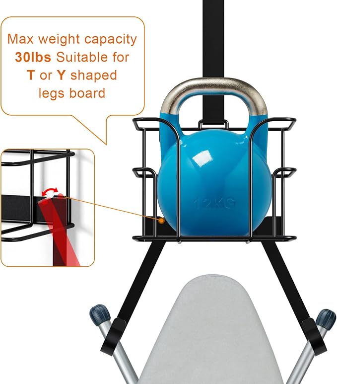 ORLESS Over The Door/Wall Mount Ironing Board Hanger, Laundry Room Iron and - Image 5