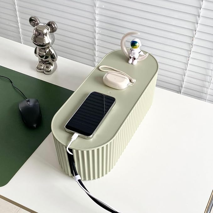 Green Cable Management Box, Power Strips Hider Cover Under TV and Desk by NINEWEEN