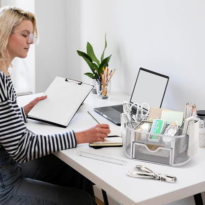 17 in1 Silvery Desk Organizers and Accessories Set, 3 Office Desk Supplies - Image 9