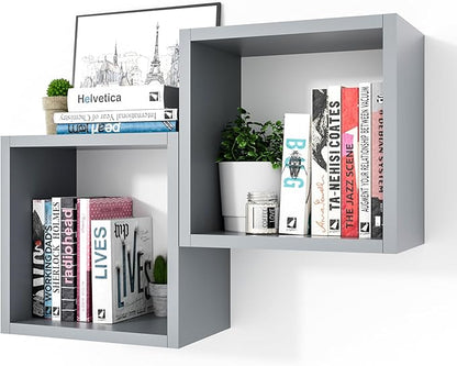 Cube Floating Shelves Set2, Display Shelves Wall Mount 7.75" D x 12.5" W x by Kaboon