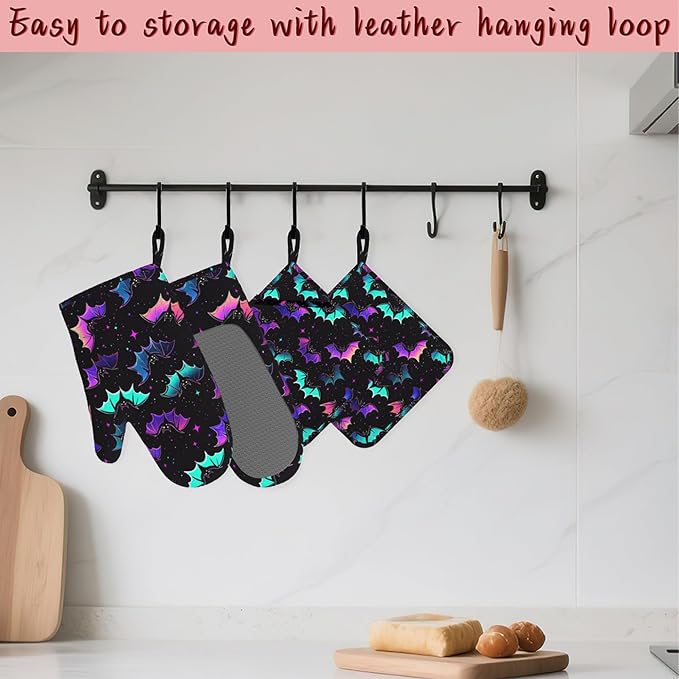 Magic Bat Heat-Resistant Silicone Oven Mitts and Pot Holders, Long Oven Gloves - Image 5