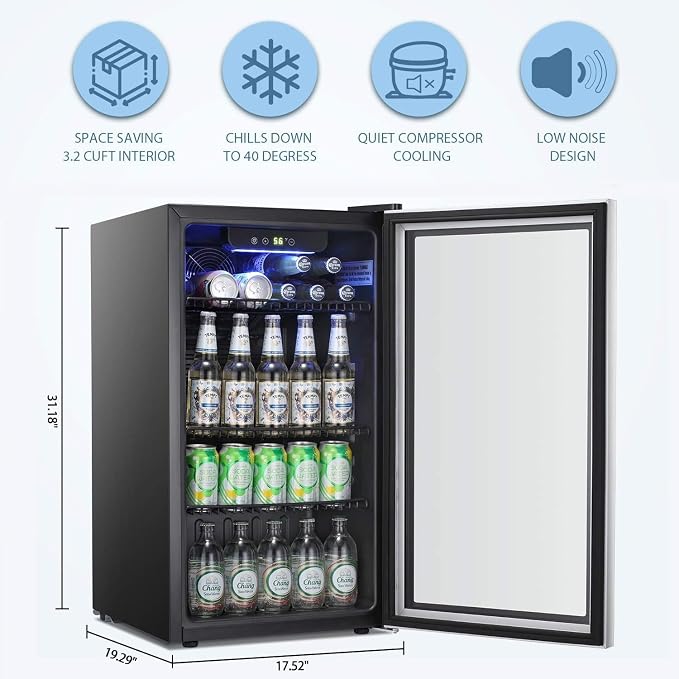 Antarctic Star Beverage Refrigerator Cooler -120 Can Mini Fridge Glass Door - Image 2