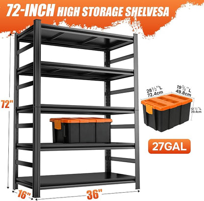 72''H Metal Garage Shelving Heavy Duty Storage Shelves Series, Large Industrial - Image 3