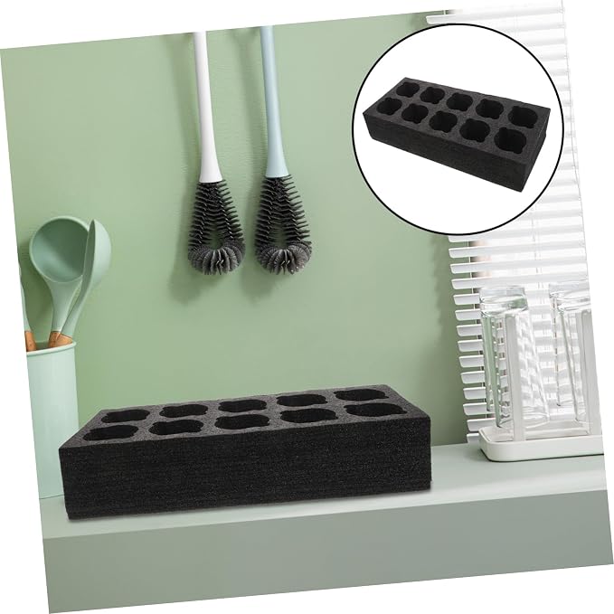 HANABASS Takeout Cup Holder Tray 10-compartment Black Foam Multi-cup Carrier - Image 9