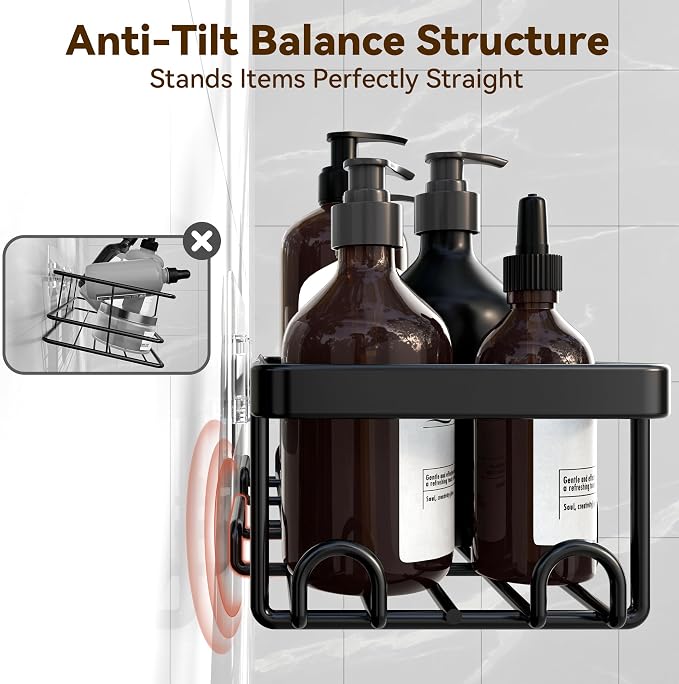 YASONIC Shower Caddy Adhesive, 100% Rustproof Shower Organizer, Large Capacity - Image 9