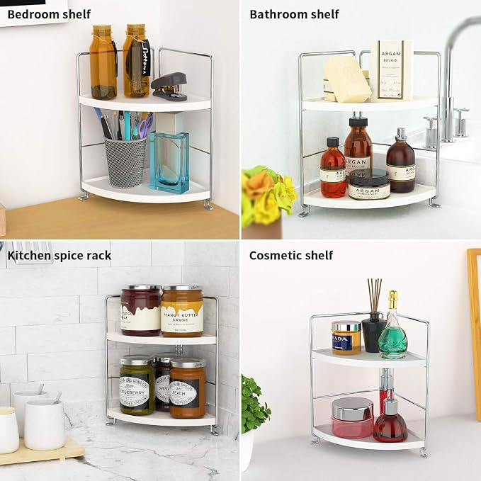 FSyueyun 2-Tier Corner Bathroom Counter Organizer, Tool-Less Installation - Image 6