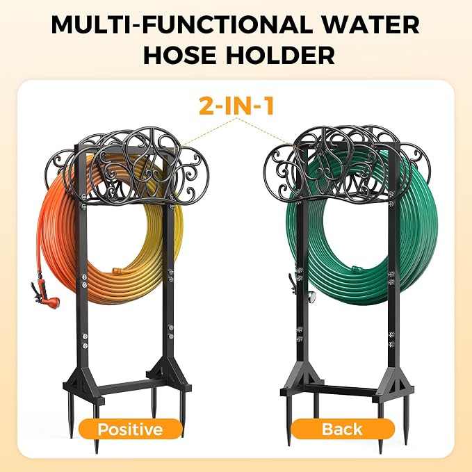Garden Hose Holder Holds 2 * 160Ft Hoses, Heavy-Duty Freestanding Water Hose - Image 5