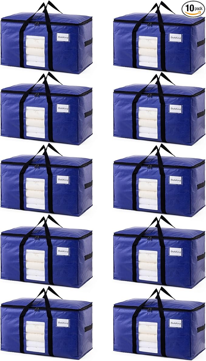 TAILI 10 Pack Dark Blue Extra Large Moving Bags, Heavy Duty Totes by TAILI