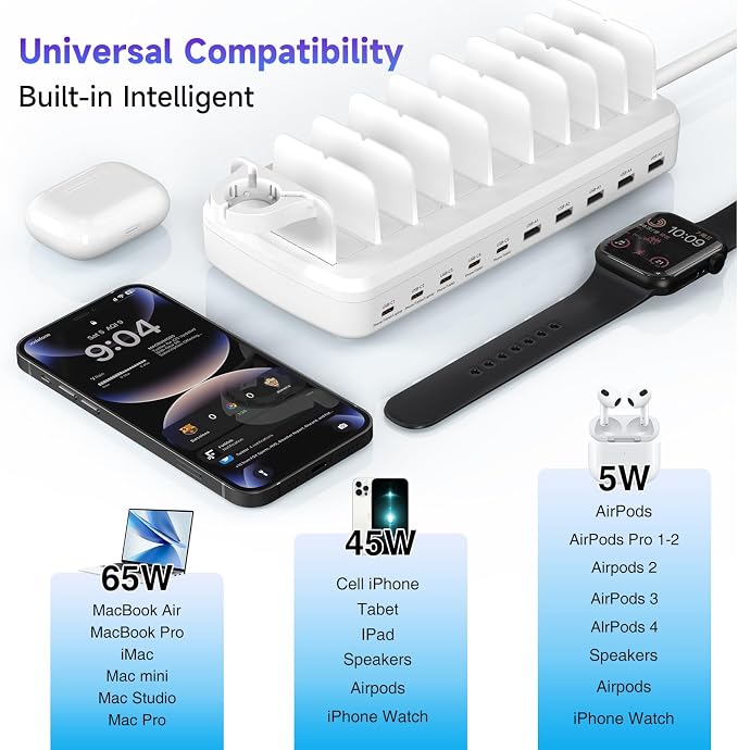 320W Charging Station for Multiple Devices, 10 Ports Fast Multi-Device Charger - Image 6