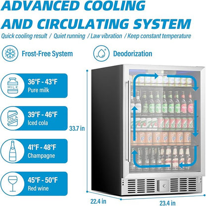 5.3 Cu.Ft Beverage Cooler, 166 Can Capacity, Adjustable Shelves & Glass Door - Image 4