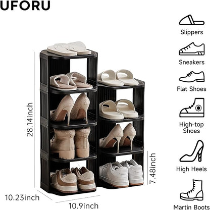 UFORU Vertical Shoe Rack, 9-Tier Plastic Stackable Storage Shelf - Image 4