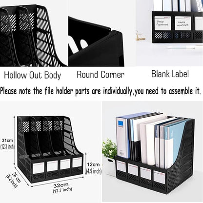 SAYEEC Desktop Magazine Holder Desk File Organizer 4 Compartments Vertical File - Image 2