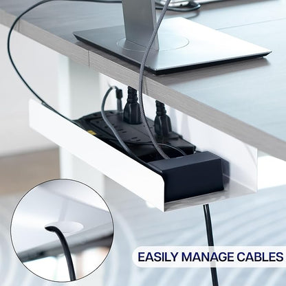VIVO White 17 inch Extra Deep Cable Management Tray, DESK-AC16-1CW | Under Desk - Image 6