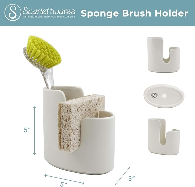 Kitchen Caddy Sponge Scrub Brush Holder and Soap Dish Tray Kitchen Caddy - Image 5