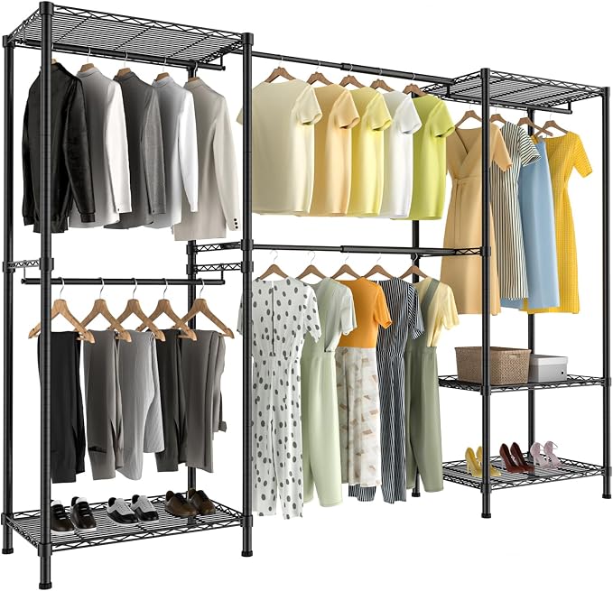Metal Garment Racks Heavy Duty Clothes Rack Adjustable Freestanding Expandable by BLYLUND