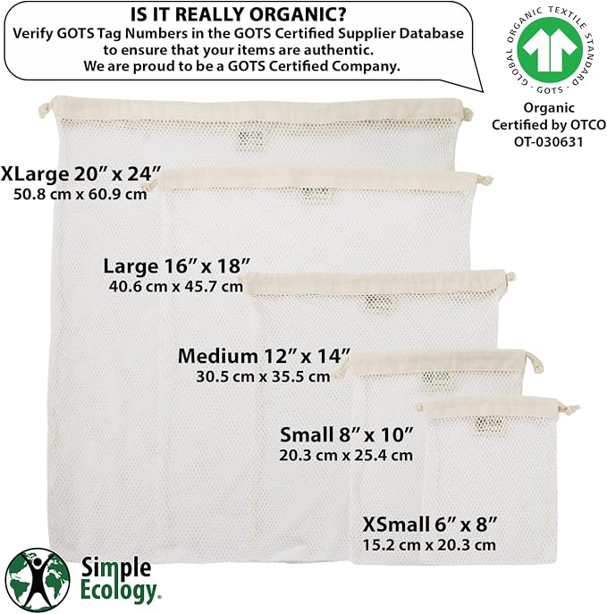Simple Ecology Organic Cotton Mesh Laundry Bag; Machine Washing Bags - Image 2