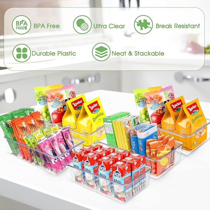 Snack Organizer for Pantry Shelf, 4 Pack Clear Plastic Pantry Storage Bins - Image 2