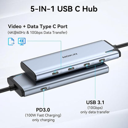 USB C to USB C Hub Dual Monitor, USBC Splitter - Image 2