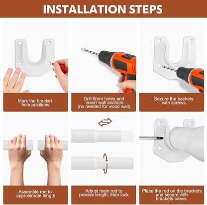 Closet Rods for Hanging Clothes, 17-70 Inch Stepless Adjustable Closet Rod - Image 8