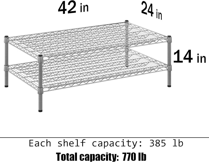24" Deep x 42" Wide x 14" Height Wire Shelving Kit | 2-Tier | NSF Commercial - Image 3