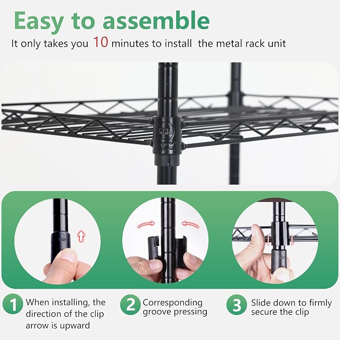 FDW 17L x 12W x 48H Wire Shelving 5 Tier Adjustable Metal Shelves NSF Pantry - Image 4