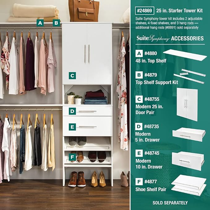 ClosetMaid SuiteSymphony Wood Closet Organizer System, 25-Inch Starter Kit - Image 6