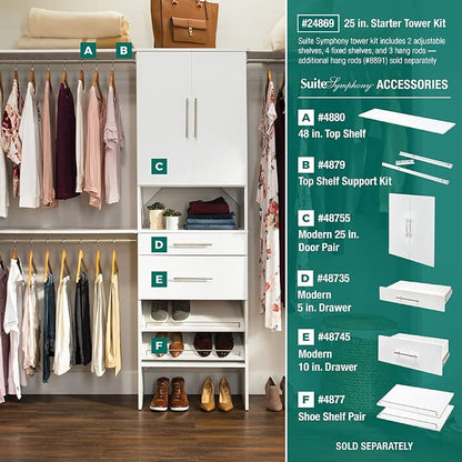 ClosetMaid SuiteSymphony Wood Closet Organizer System, 25-Inch Starter Kit - Image 6