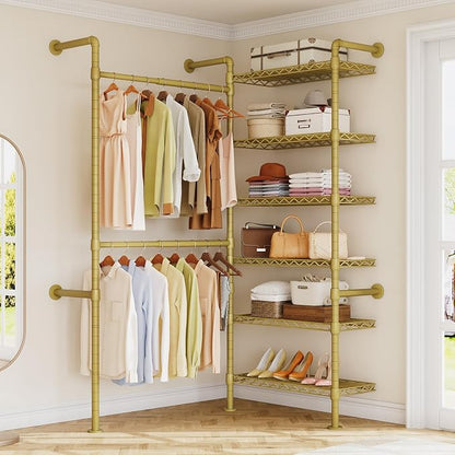 L2 Wall Mounted Closet System, Industrial Pipe Clothing Rack Clothes Racks by ONBRILL