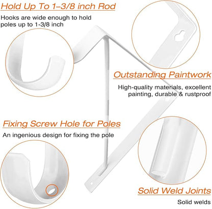 4 Pack Heavy Duty Closet Shelf & Rod Brackets, Wall Mounted Closet Shelf - Image 4
