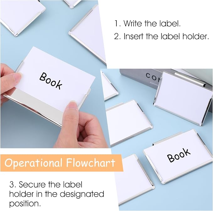 10 Pack Metal Basket Bin Labels Clips, 3.54" x 2.36" Stainless Steel Label - Image 3