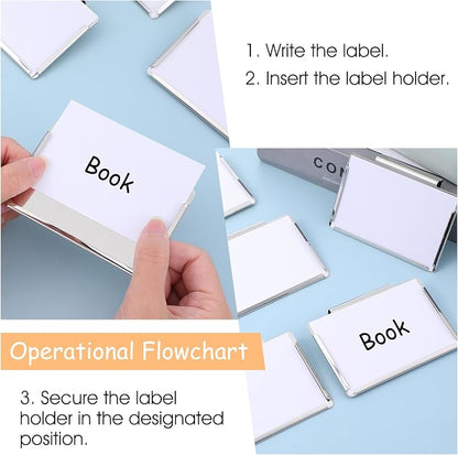10 Pack Metal Basket Bin Labels Clips, 3.54" x 2.36" Stainless Steel Label - Image 3