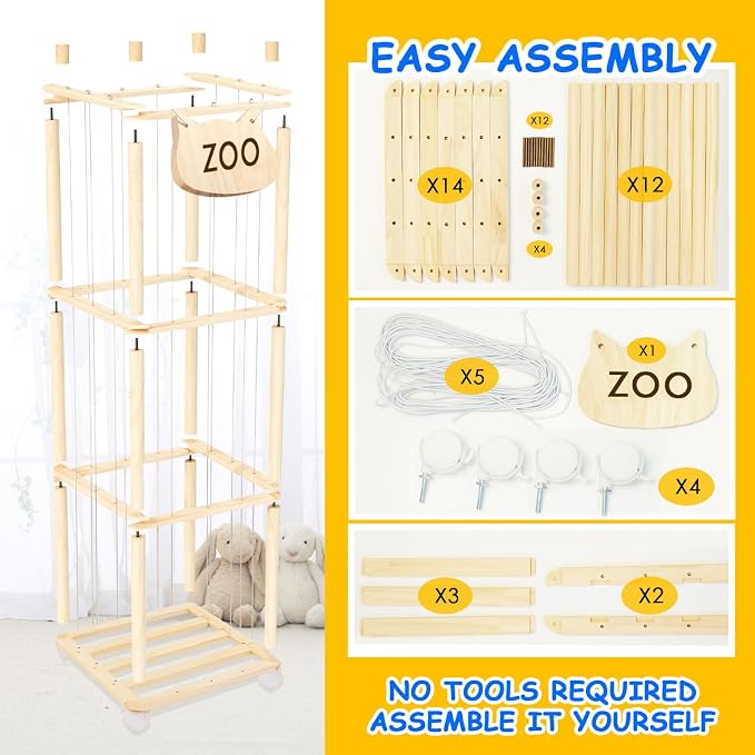 Stuffed Animal Storage, Wood Stuffed Animal Zoo Storage, Space Save Stuffed - Image 4