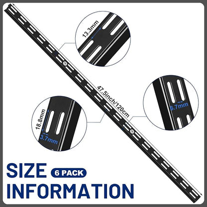 6 Pcs Dual Track Upright Wall Shelving System Heavy Duty Support System Twin - Image 3