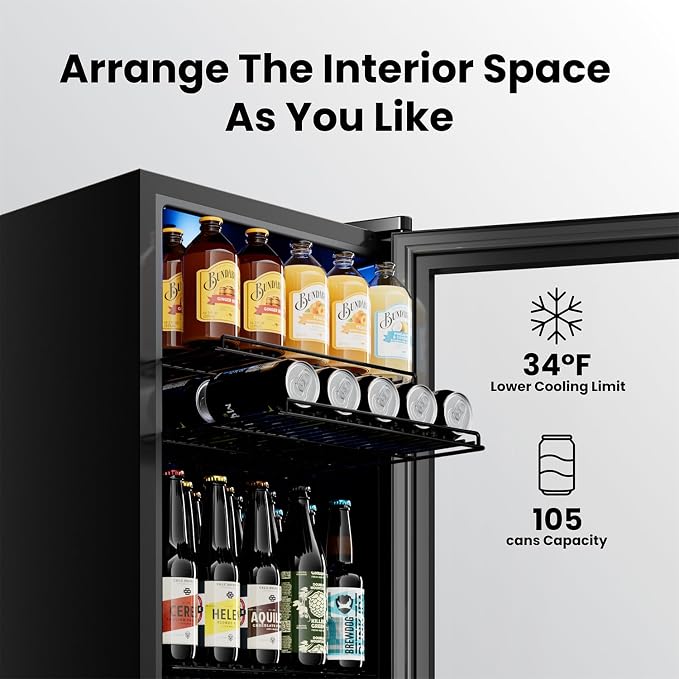 Yeego Beverage Refrigerator Cooler, 105 Cans Drink Fridge - Image 3