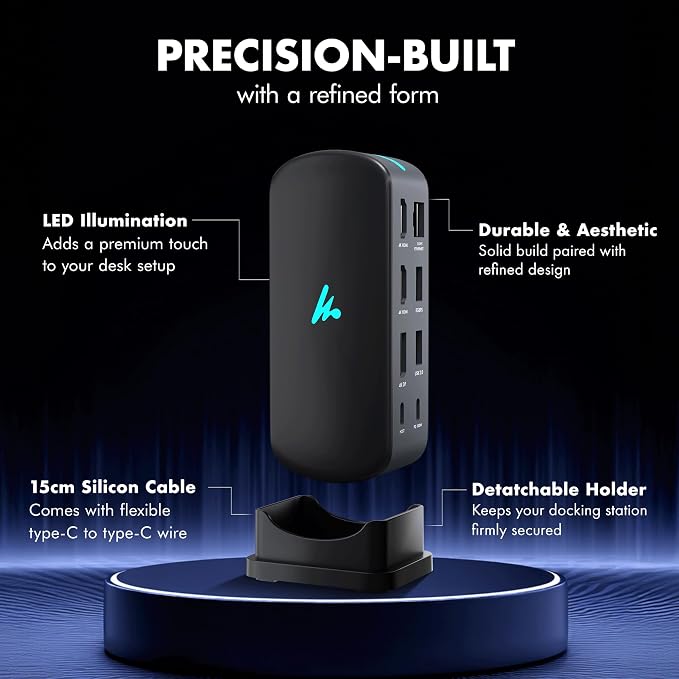 Type C 11 in 1 Wozoyo Docking Station, PD 100W, 2X4K@60Hz HDMI, 4K DisplayPort - Image 5