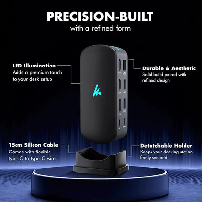 Type C 11 in 1 Wozoyo Docking Station, PD 100W, 2X4K@60Hz HDMI, 4K DisplayPort - Image 5
