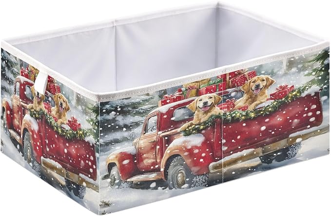 Christmas Red Truck Two Dog Closet Organizers Storage Cubes Storage Bins Shelf by Unknown