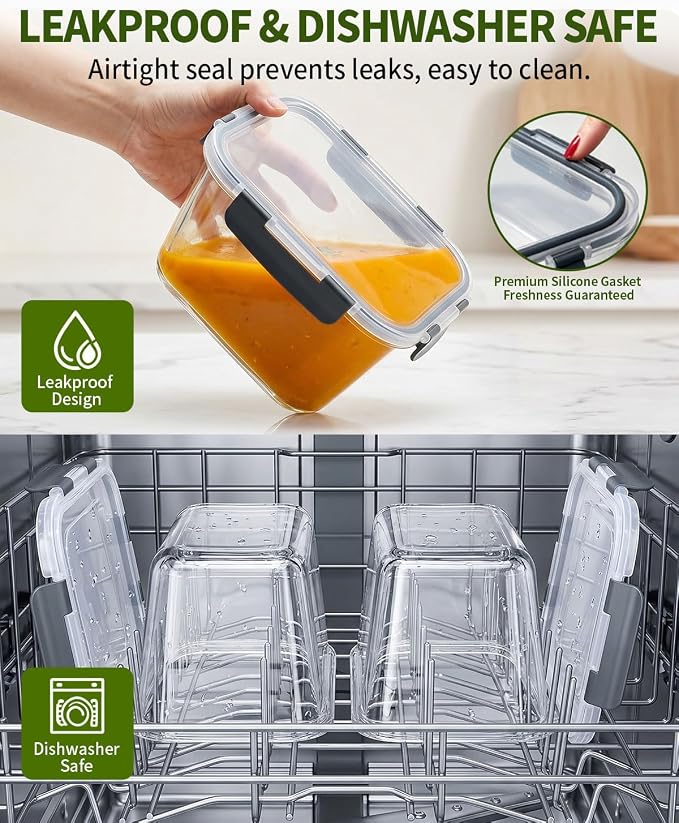 2 Pack 88oz/11 Cups Large Glass Storage Containers - Image 4
