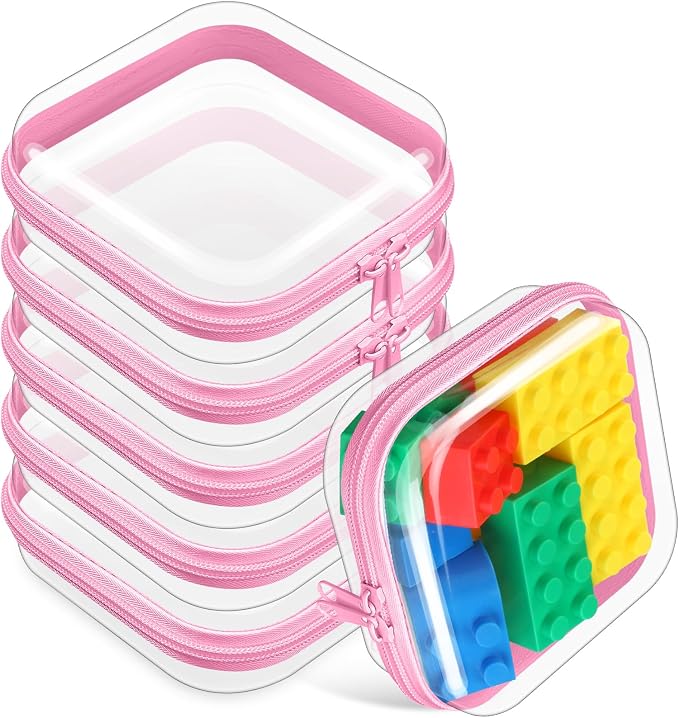 Sanwuta 6 Pcs Clear Hard Zipper Case Hard Plastic Zipper Pouches Transparent by Sanwuta