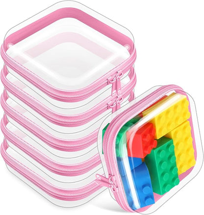Sanwuta 6 Pcs Clear Hard Zipper Case Hard Plastic Zipper Pouches Transparent by Sanwuta